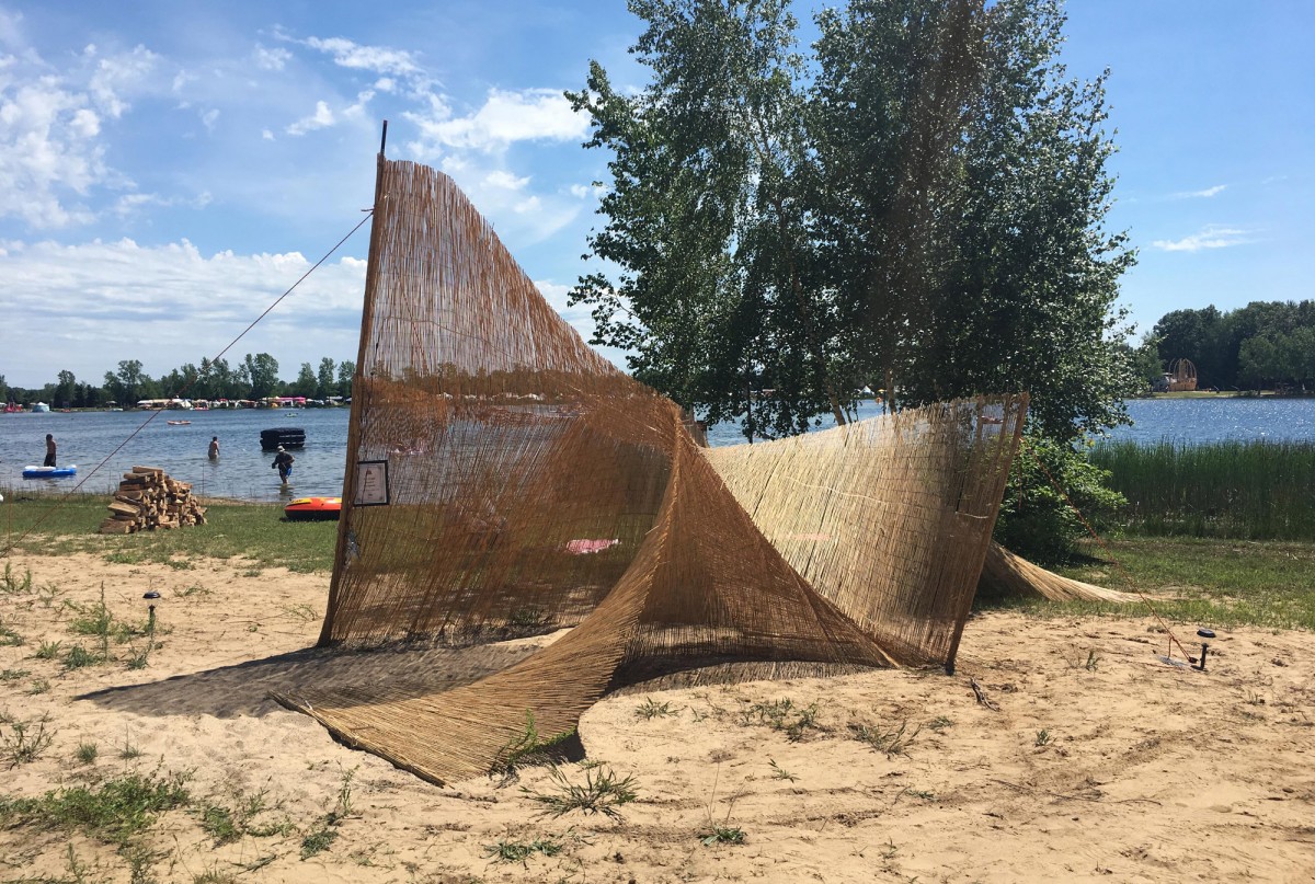 Sub Rosa Reed, Bamboo, Rope, Wire, Public Art Installation for Lakes of Fire 2017 Art Grant Recipient