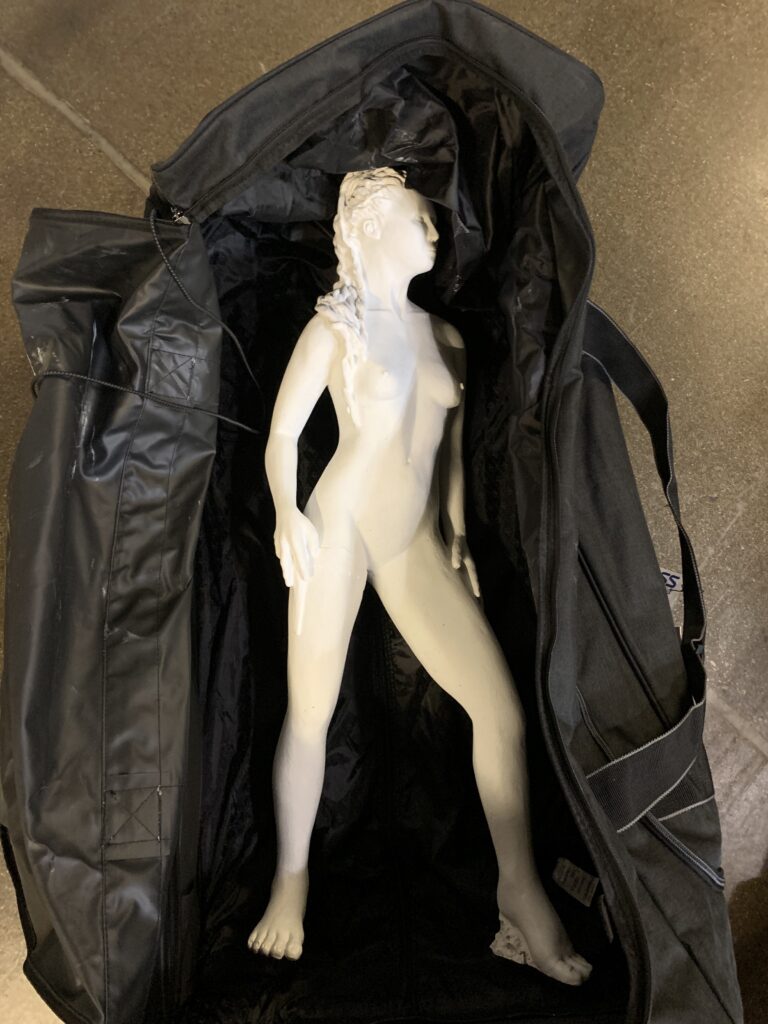 Athens Greece Artist Residency Modern Athena Sculpture Suitcase